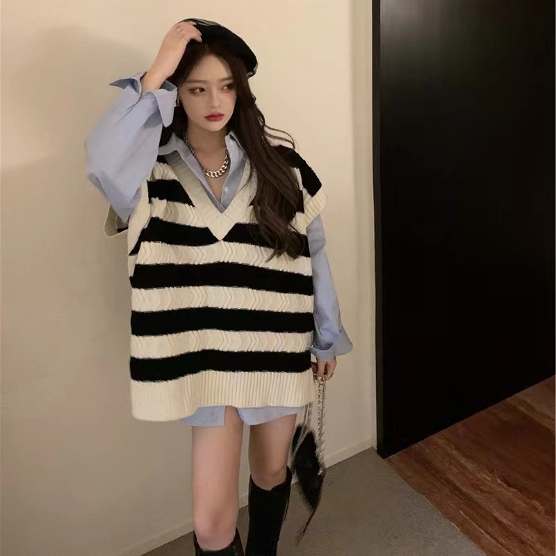 Áo Len Nữ - Áo Len Gile Kẻ Sooc Phong Cách Cá Tính Hàng L1 0509