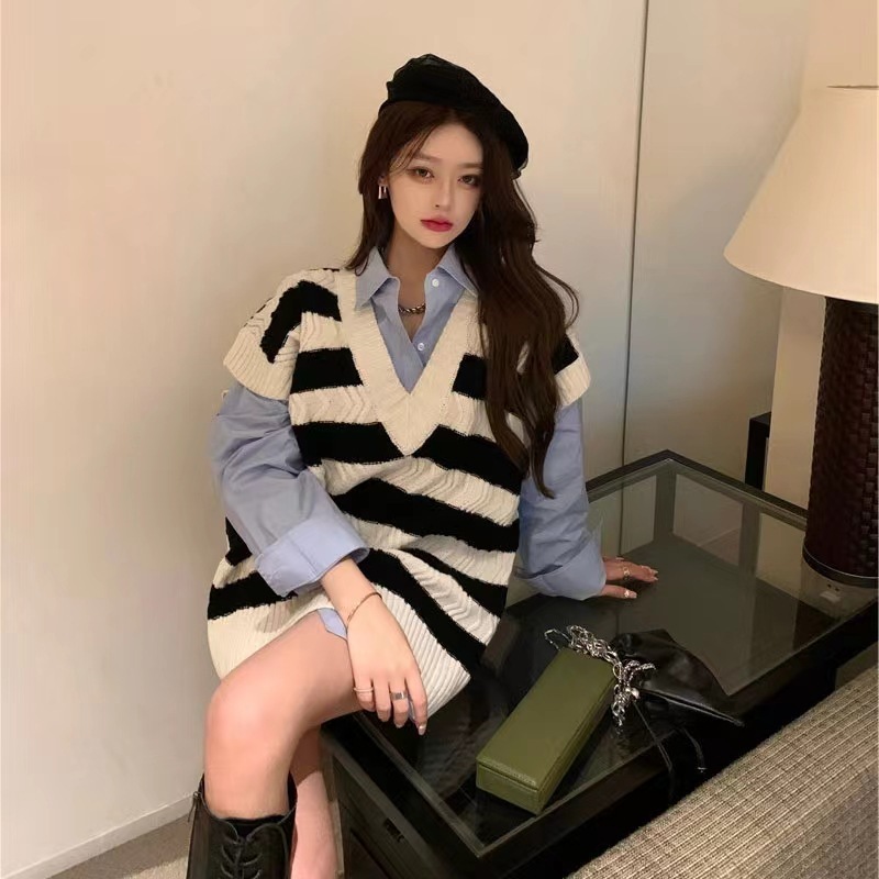 Áo Len Nữ - Áo Len Gile Kẻ Sooc Phong Cách Cá Tính Hàng L1 0509