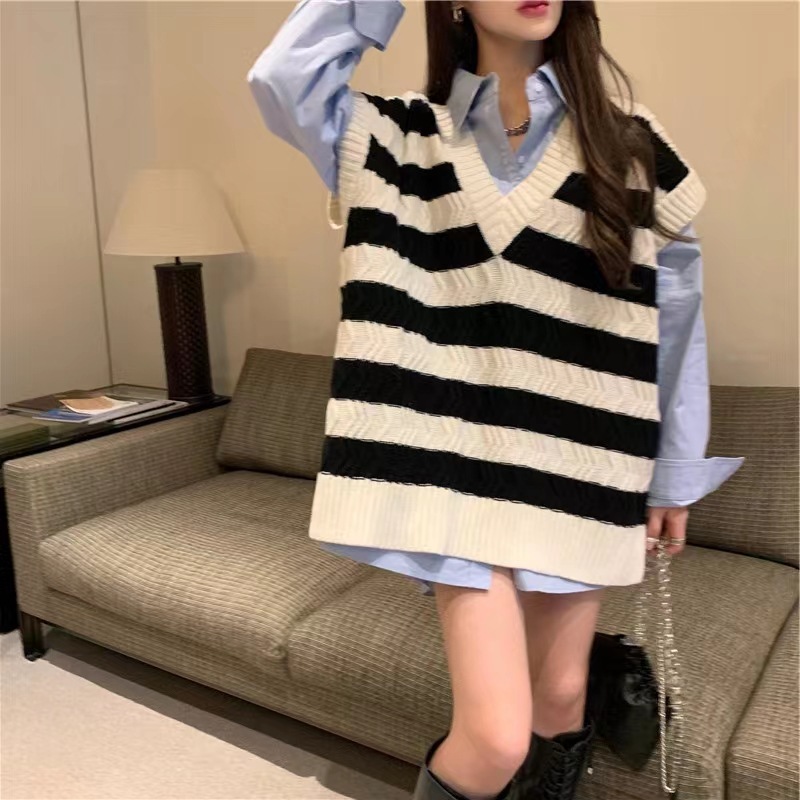 Áo Len Nữ - Áo Len Gile Kẻ Sooc Phong Cách Cá Tính Hàng L1 0509