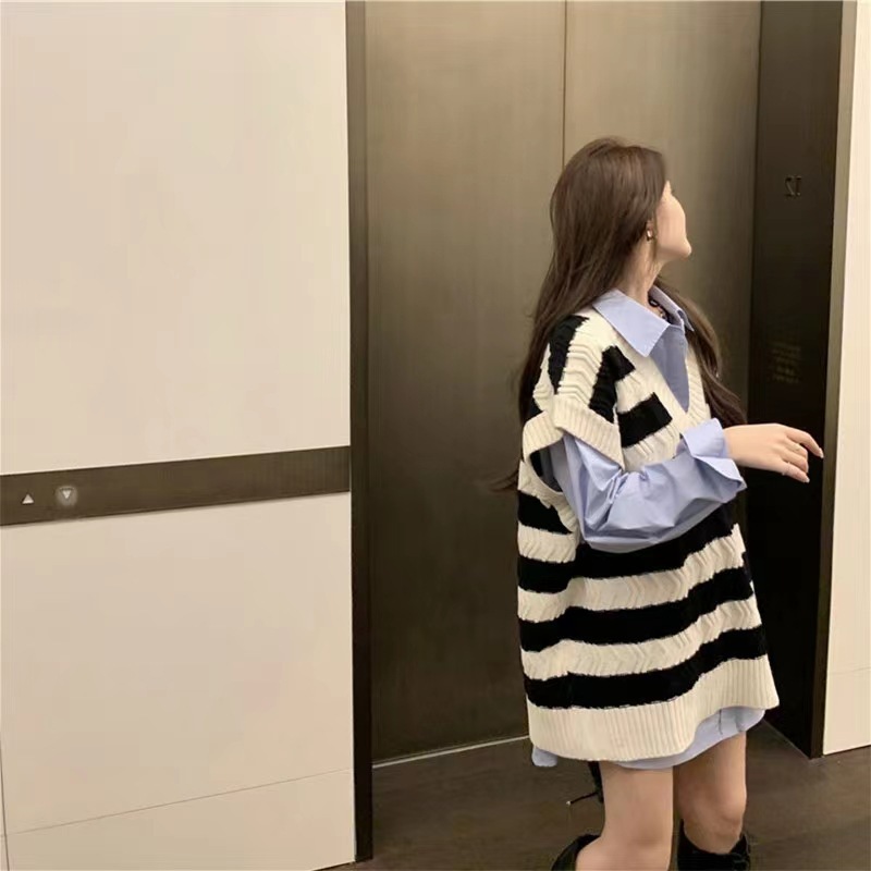 Áo Len Nữ - Áo Len Gile Kẻ Sooc Phong Cách Cá Tính Hàng L1 0509