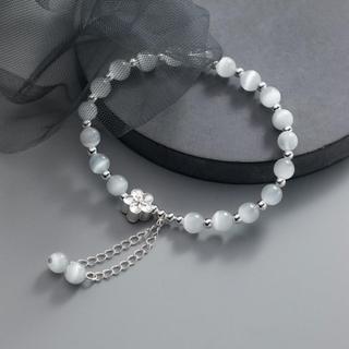 Vòng tay bạc s925 aroch jewelry hoạ tiết hoa opal s6328
