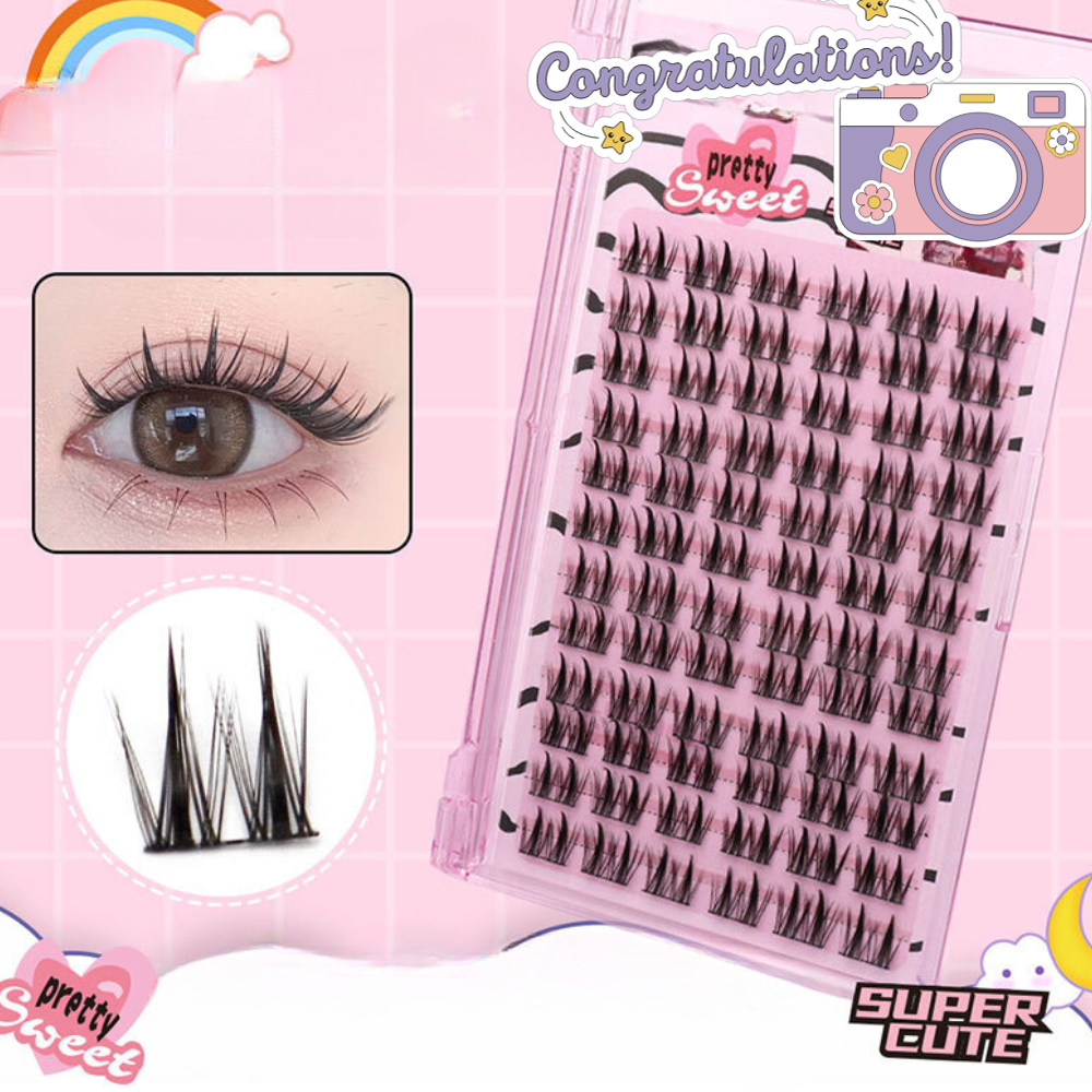 Mi giả, Mi giả Tách Sợi, Mlen Diady Mi Giả 9-10-12mm Phong Cách Quyến Rũ, Tự Nhiên mã E01 12 Dòng 72 cụm