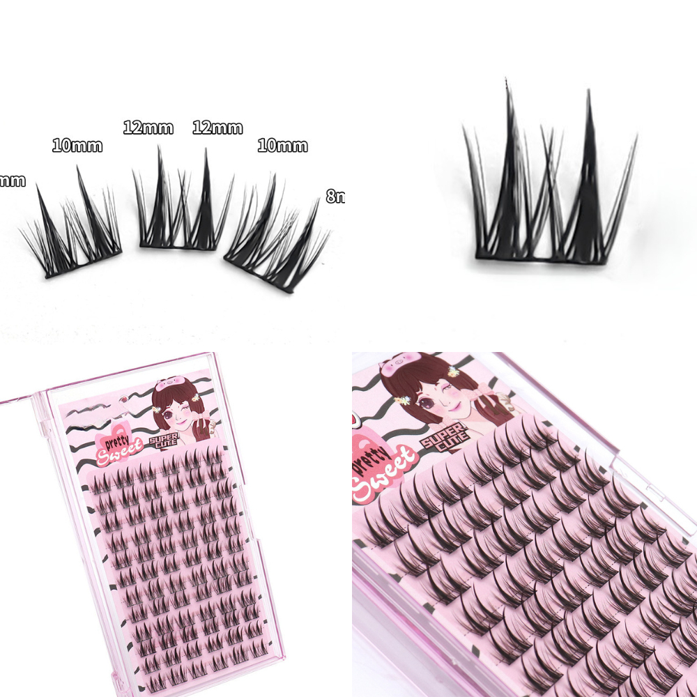 Mi giả, Mi giả Tách Sợi, Mlen Diady Mi Giả 9-10-12mm Phong Cách Quyến Rũ, Tự Nhiên mã E01 12 Dòng 72 cụm