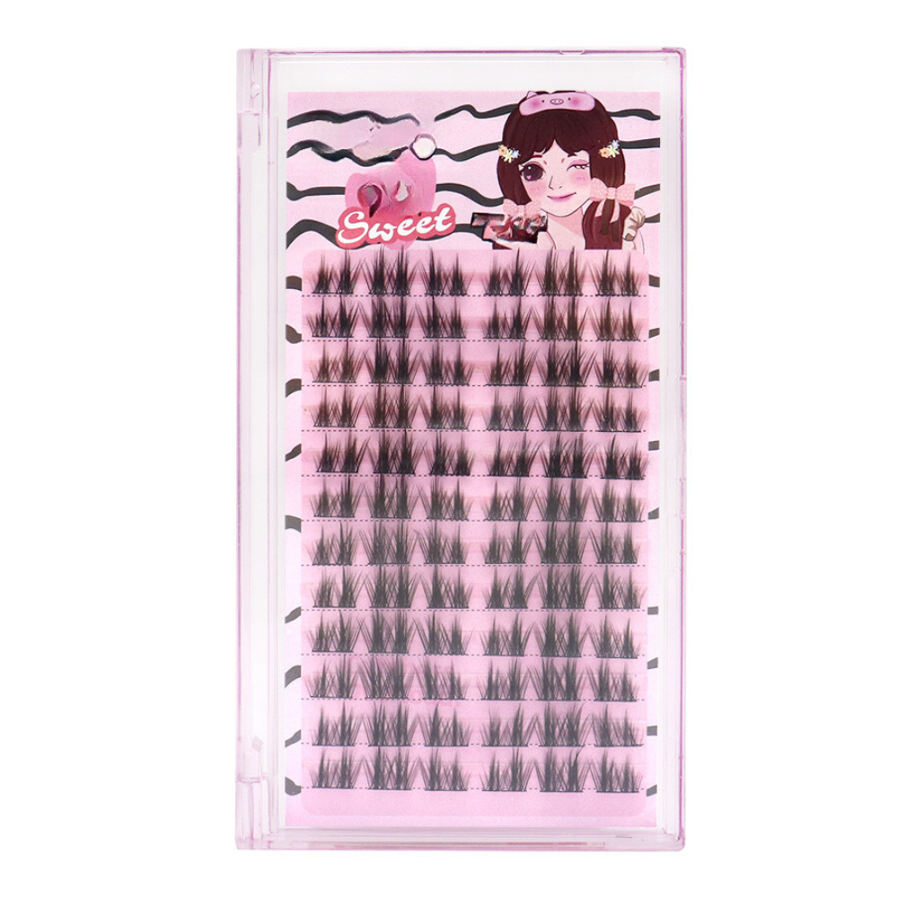 Lông Mi, Mi giả Tách Sợi Tự Nhiên, Mi Cụm Anime 12 Dòng Mã E02 Dài 9-10-12mm
