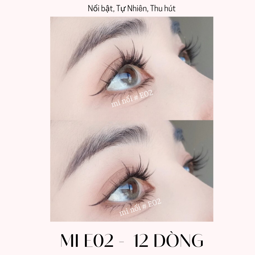 Lông Mi, Mi giả Tách Sợi Tự Nhiên, Mi Cụm Anime 12 Dòng Mã E02 Dài 9-10-12mm