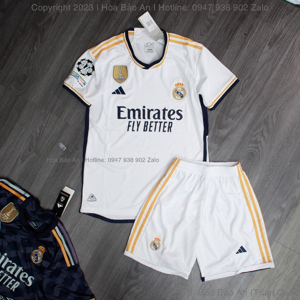 Áo Real Madrid mùa giải 2023/24 Cao cấp | Bộ Quần Áo Bóng Đá Real Madrid 2021/2022 Sân Nhà Màu Trắng Hàng Thái Xịn