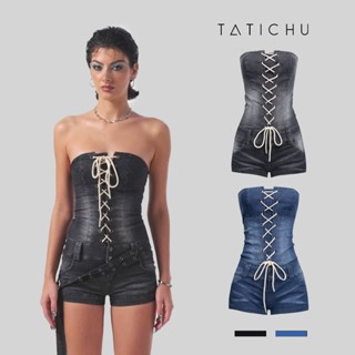 BLUM - Tube Bodycon Denim Playsuit- Jumpsuit jean cúp ngực