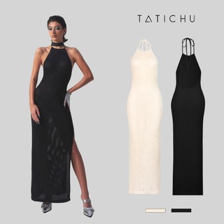 Backless Crochet Dress - Đầm lưới dệt kim cổ yếm hở lưng