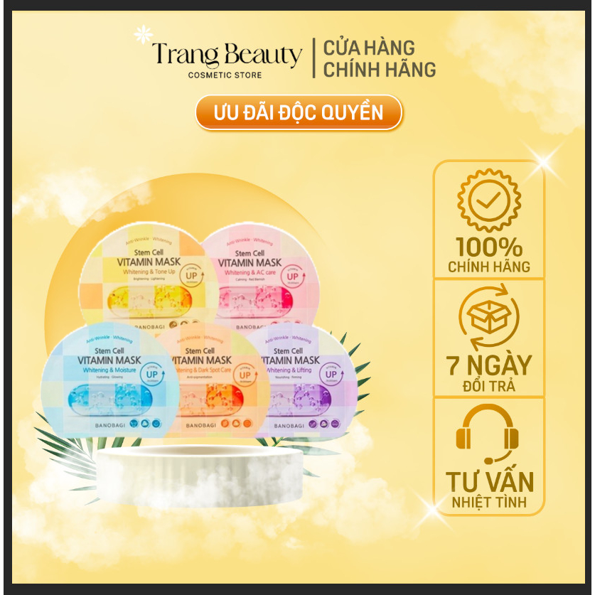 Mặt Nạ Giấy Dưỡng Ẩm Trắng Da Banobagi Stem Cell Vitamin Mask 30ml