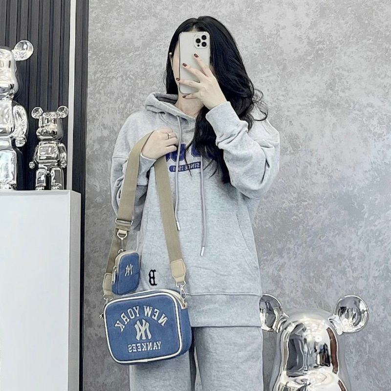 Túi Đeo Chéo MLB Đen Monogram Full Tag