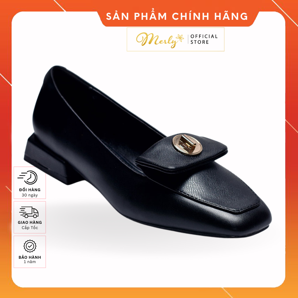 Giày Lười Nữ Đế Cao 2cm Merly 1508 , Giày Nữ Hàng Hiệu, Giày Mọi Nữ Hàng Hiệu, Giày Loafer Nữ, Giày Da Nữ Gót Thấp 2cm