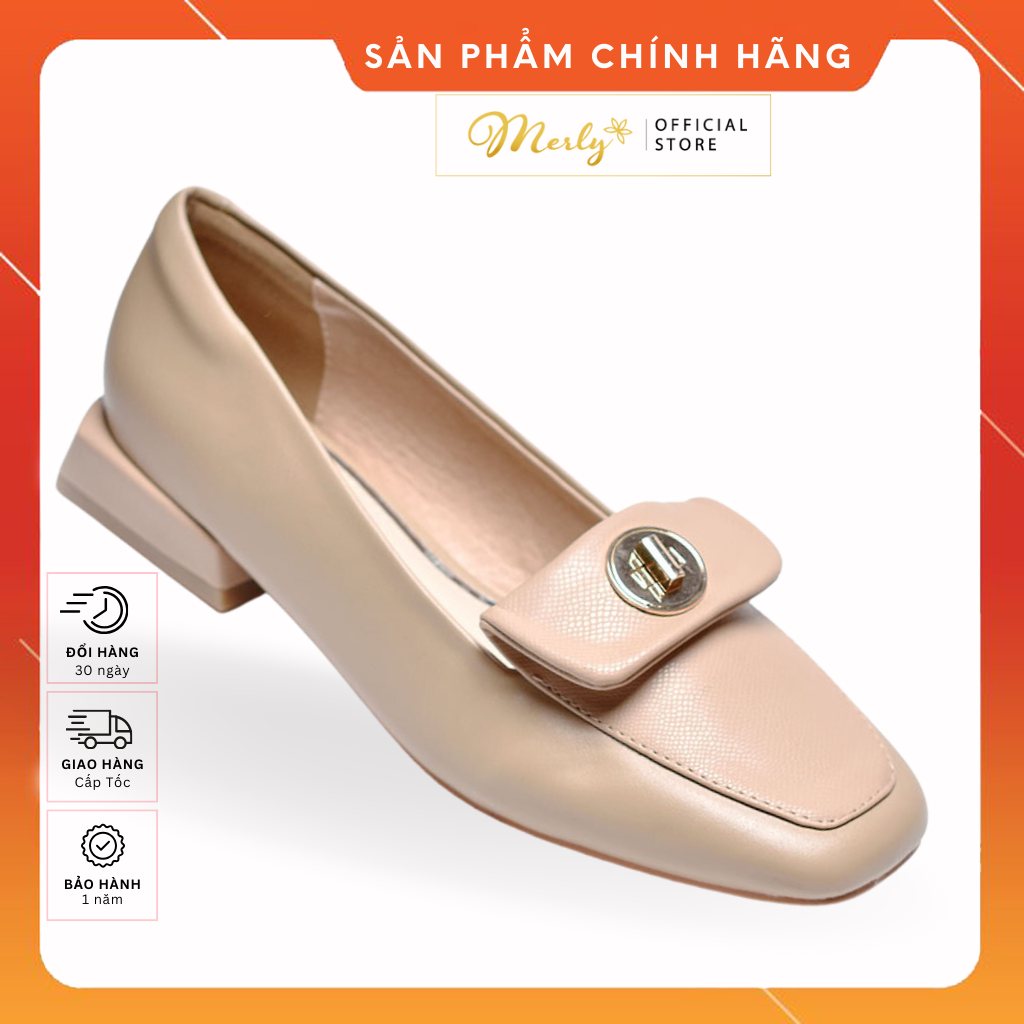 Giày Lười Nữ Đế Cao 2cm Merly 1508 , Giày Nữ Hàng Hiệu, Giày Mọi Nữ Hàng Hiệu, Giày Loafer Nữ, Giày Da Nữ Gót Thấp 2cm