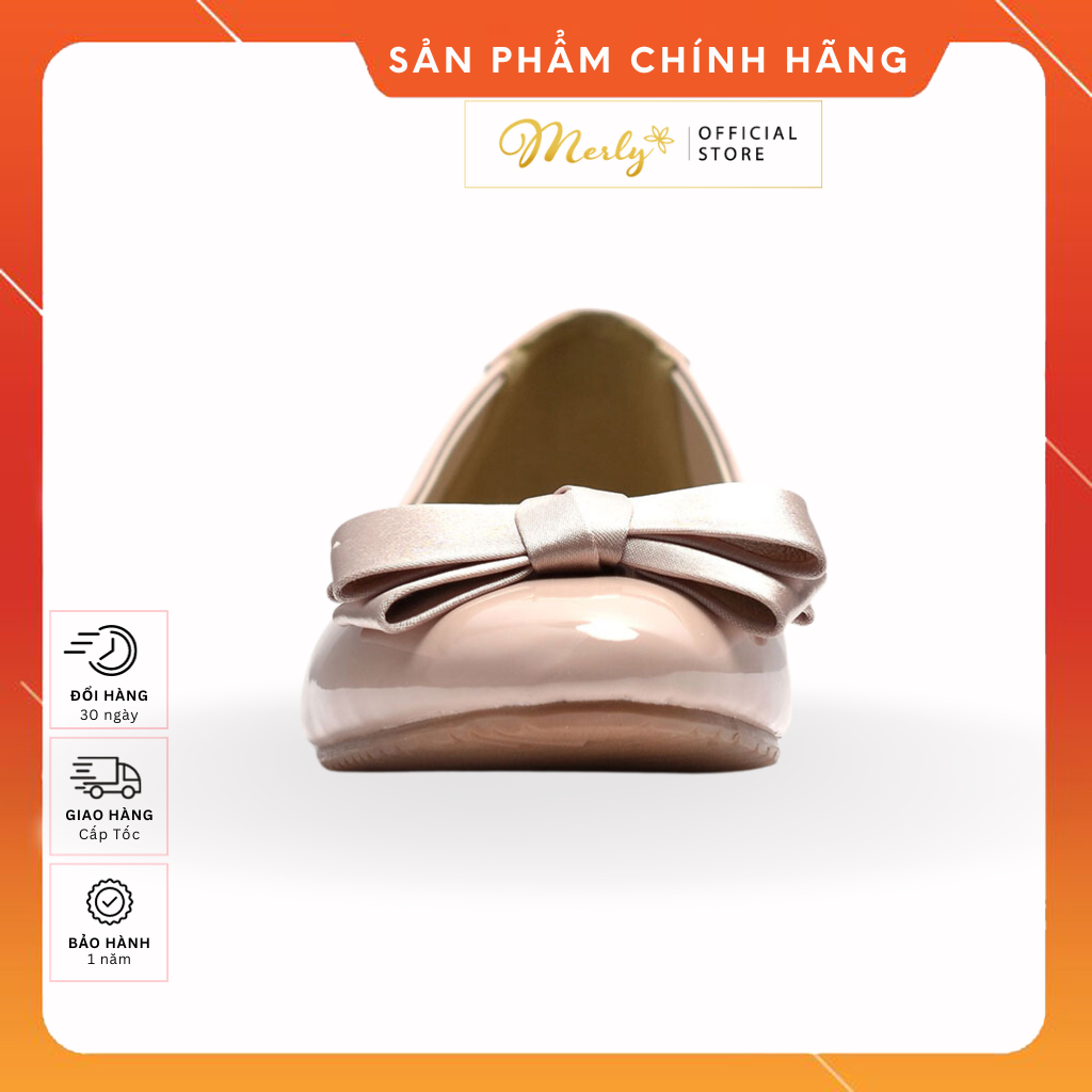 Giày Búp Bê Mũi Tròn Nơ Xinh Merly 1481, Giày Công Sở Nữ Êm Chân, Giày Bít Mũi Nữ, Giày Nữ Hàng Hiệu, Giày Bít Mũi Công