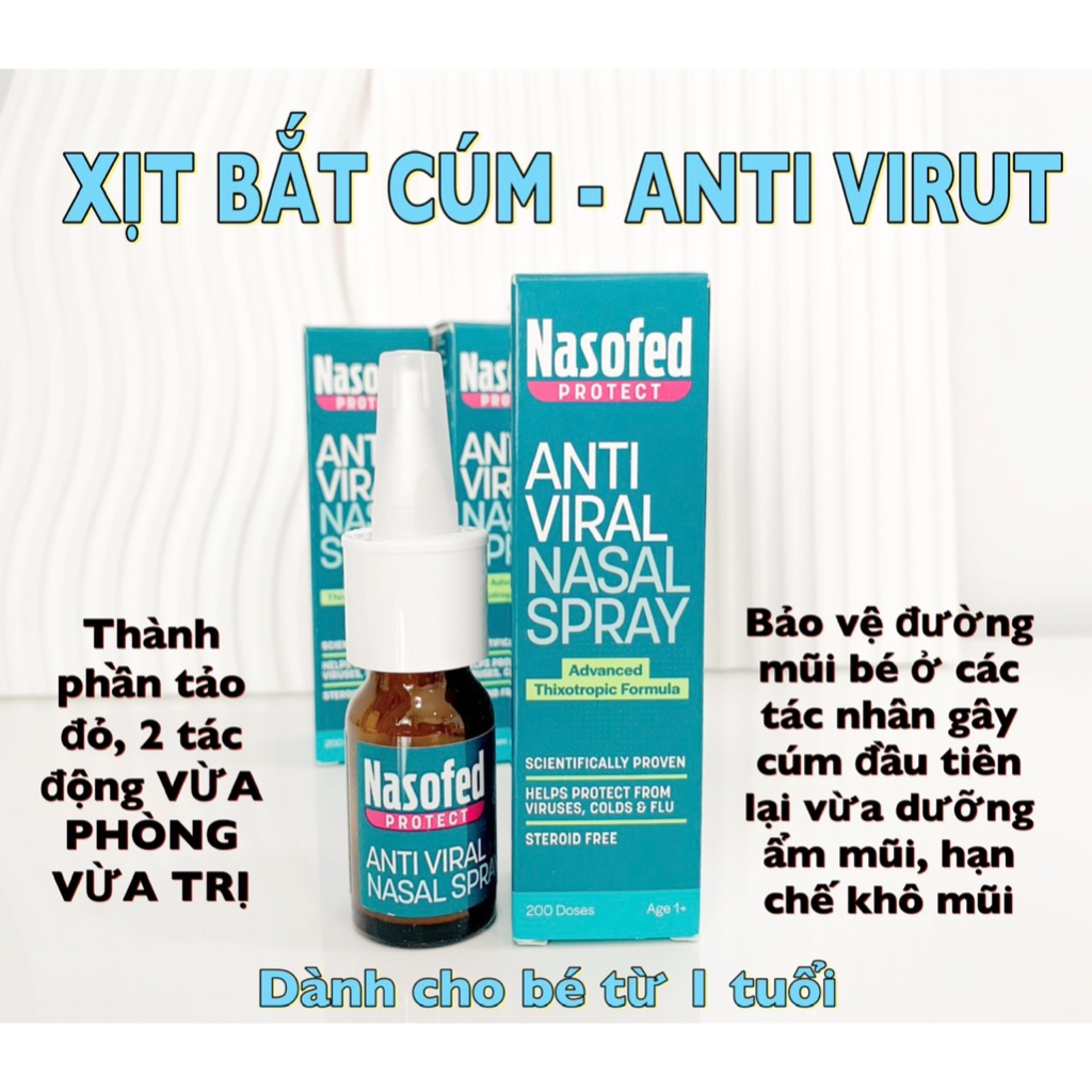 Xịt bắt cúm - Anti Virut Nasofed Nasal Spray cho bé 1y+, mẹ bầu, cho con bú