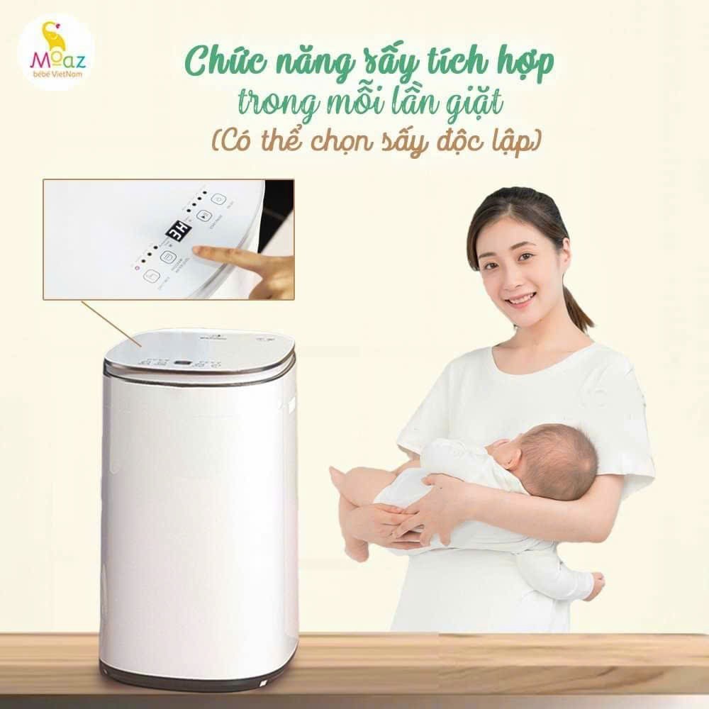 Máy giặt mini sấy khô Moazbebe MB068/ MB036 có chế độ giặt sấy, vắt, vệ sinh lồng cho bé - BH 12 THÁNG