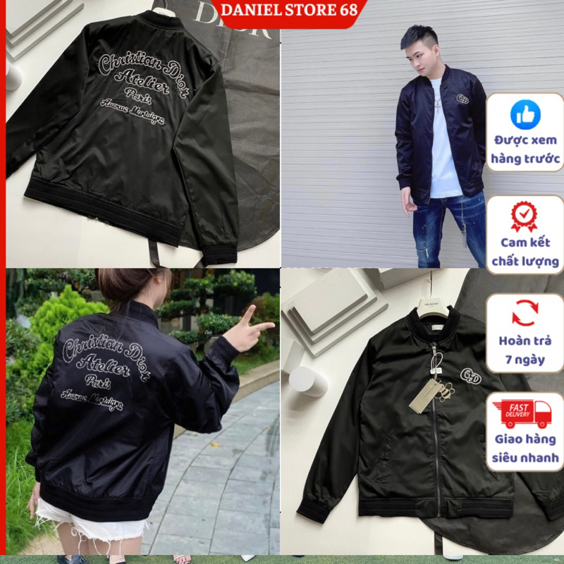 Áo khoắc bomber Di or thêu chữ 2 mặt áo bo ống ta dày dặn boy phố