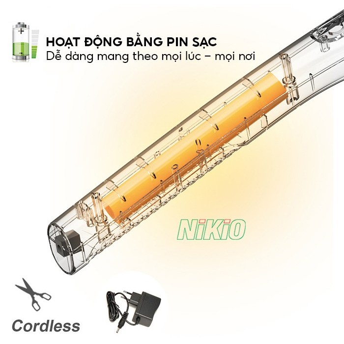 Máy massage cầm tay 7 đầu pin sạc Nikio NK-177 - Dòng cao cấp, 5 chế độ và 6 tốc độ mát xa