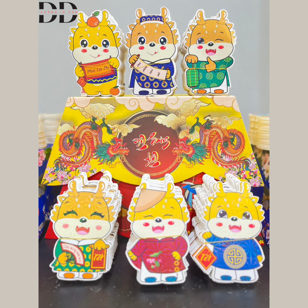 100 Bao lì xì Chibi Tết 2024 - Độc đáo, dễ thương, phản quang, kích thước 10x13 cm