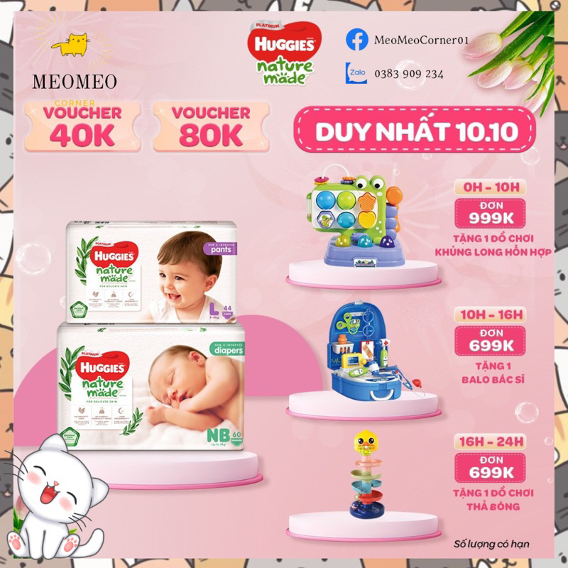 Tã / bỉm quần / dán Huggies Platinum Nature Made NB60 / S82 / M65 M54 / L44 L54 / XL44 XL36