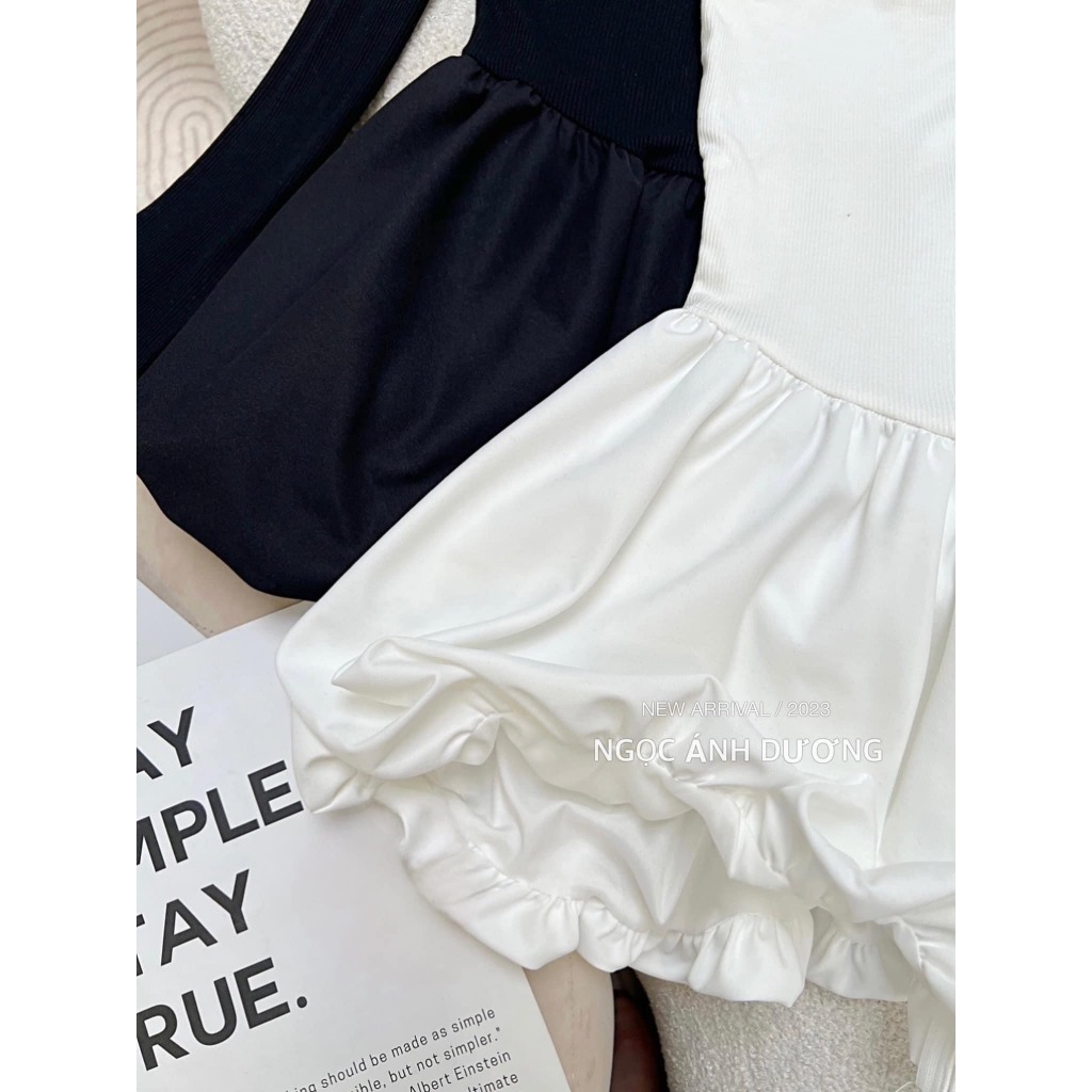 Áo len tăm co giãn ngang vai Tay dài gấu phối phồng quả bí, áo len tăm trễ vai ibuchuyensi 172 HT