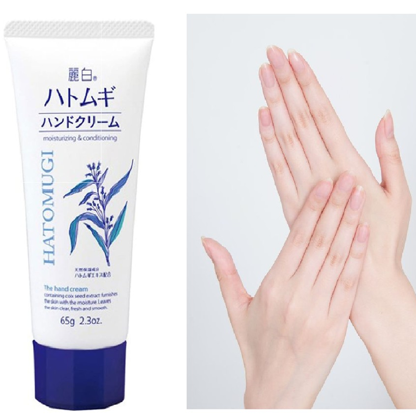 Kem Dưỡng Da Tay HATOMUGI hạt ý dĩ cấp ẩm - Reihaku HATOMUGI Hand Cream 65G