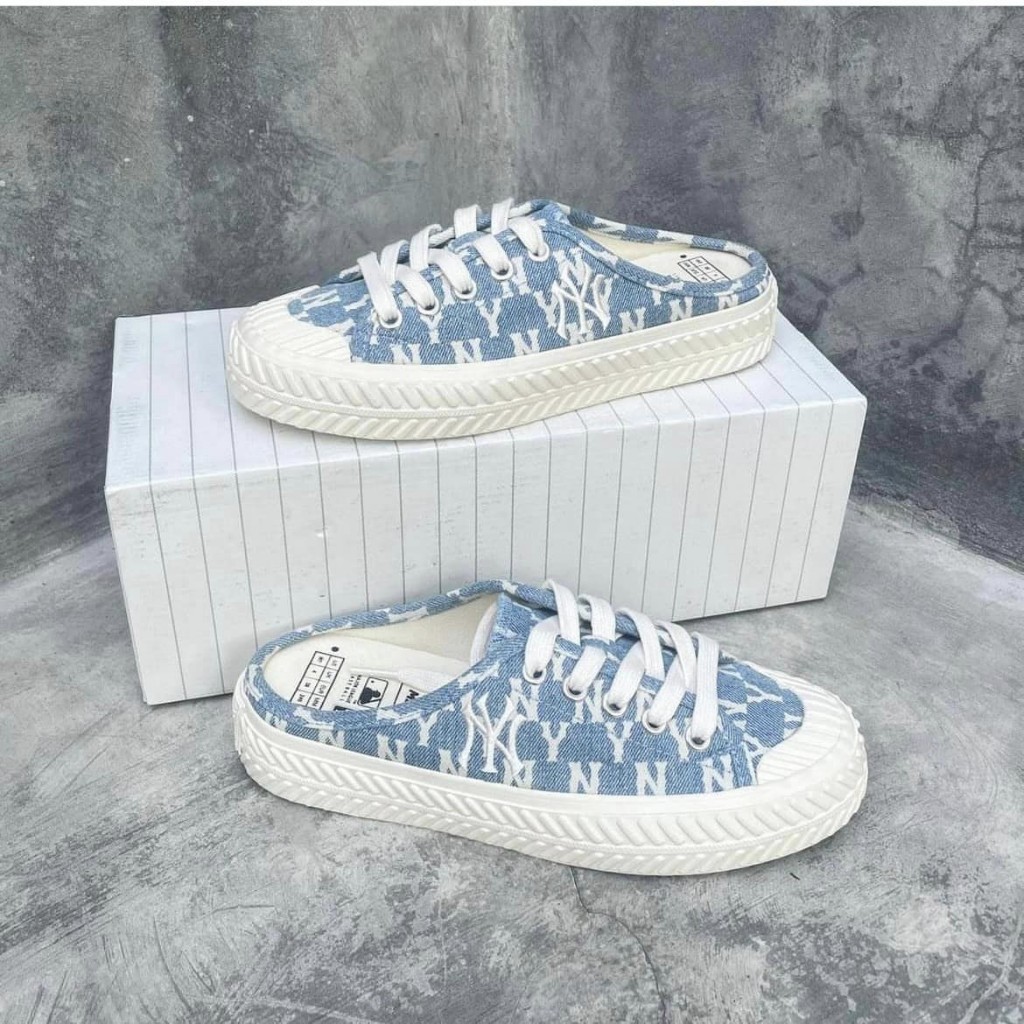 Giày sục MLB Playball Dia Monogram , MLB chính hãng, giày MLB Mule, giày đạp gót