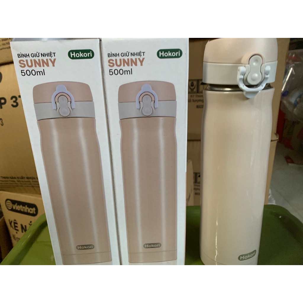 Bình nước giữ nhiệt Sunny 350ml 500ml Hokori Việt Nhật 0121 0122 Bình nước inox 304 cao cấp