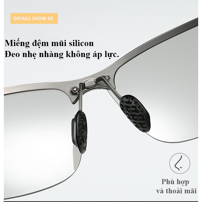 Kính mát nam KI05 cảm quang đổi màu kính râm lái xe đi nắng gày và đêm