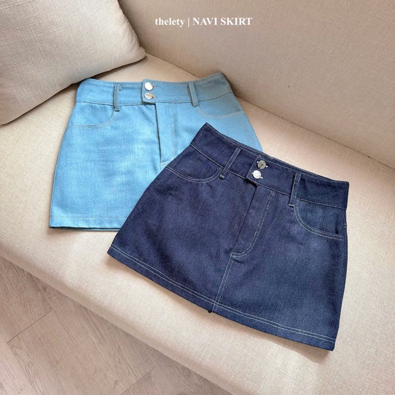 Chân Váy Denim Mini NAVI SKIRT | 𝐭𝐡𝐞𝐥𝐞𝐭𝐲