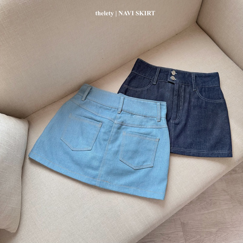 Chân Váy Denim Mini NAVI SKIRT | 𝐭𝐡𝐞𝐥𝐞𝐭𝐲