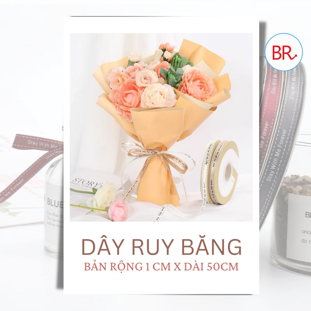 Cuộn dây ruy băng lụa bản 1cm, ruy băng làm nơ, phụ kiện làm hoa, gói quà trang trí - br 02059