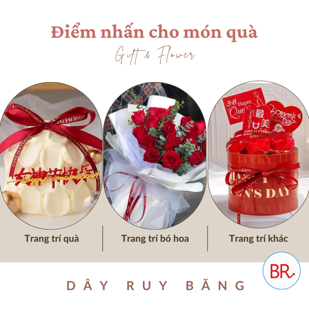 Cuộn dây ruy băng lụa bản 1cm, ruy băng làm nơ, phụ kiện làm hoa, gói quà trang trí - br 02059