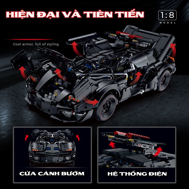 Đồ Chơi Lắp Ráp Mô Hình Siêu Xe Lamborghini Armored Tỉ Lệ 1:8 Điều Khiển Từ Xa RC Kiểu LEGO NO-10618 Với Hơn 4290+ Mảnh
