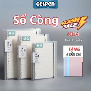 Sổ còng GelPen binder A4 B5 A5 bìa sổ còng kèm ruột giấy, làm sổ tay, ghi chép refill làm planner bullet journal D13