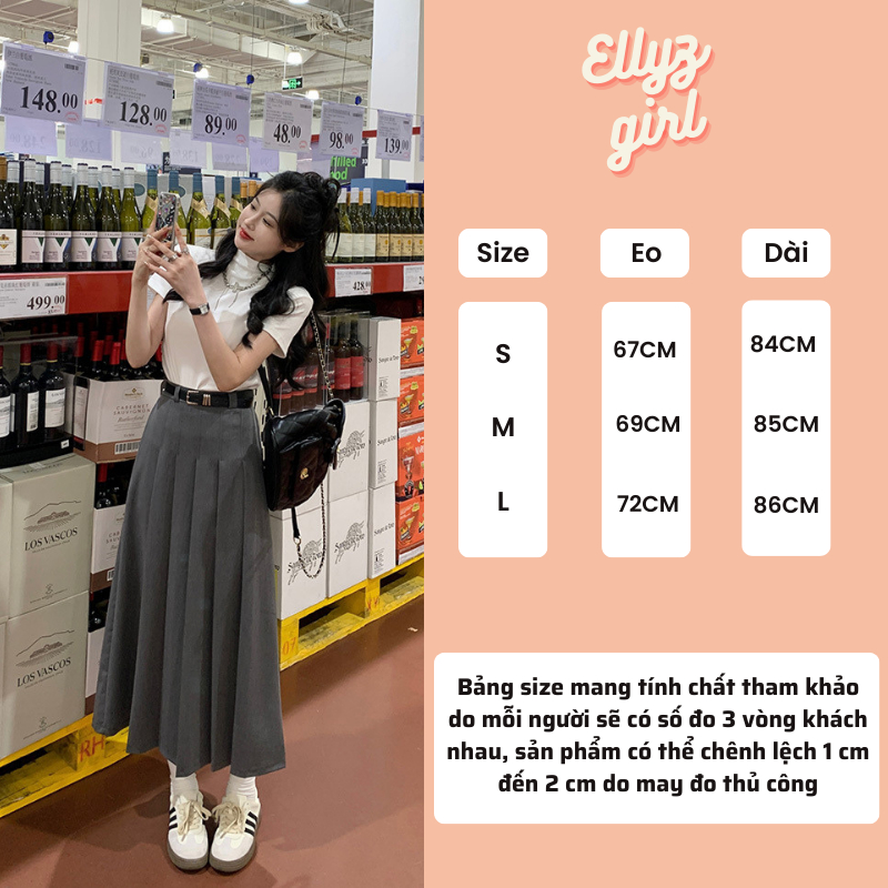 Chân váy dài xếp ly , chân váy xếp ly chất ruby kèm đai siêu xinh Chanvay2955 Ellyz girl 2955 P6K15 | BigBuy360 - bigbuy360.vn