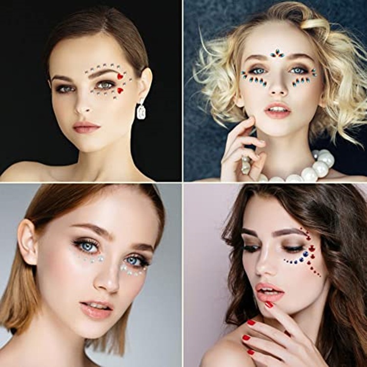 Miếng dán đá đính mặt cao cấp, ngôi sao và đá đính tóc, body, phụ kiện make up có sẵn keo - Hity Beauty
