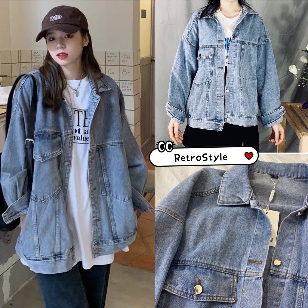 Áo khoác jean unisex nam nữ form rộng, áo khoác bò chất jean demin đẹp-Aokhoacjean623_P9