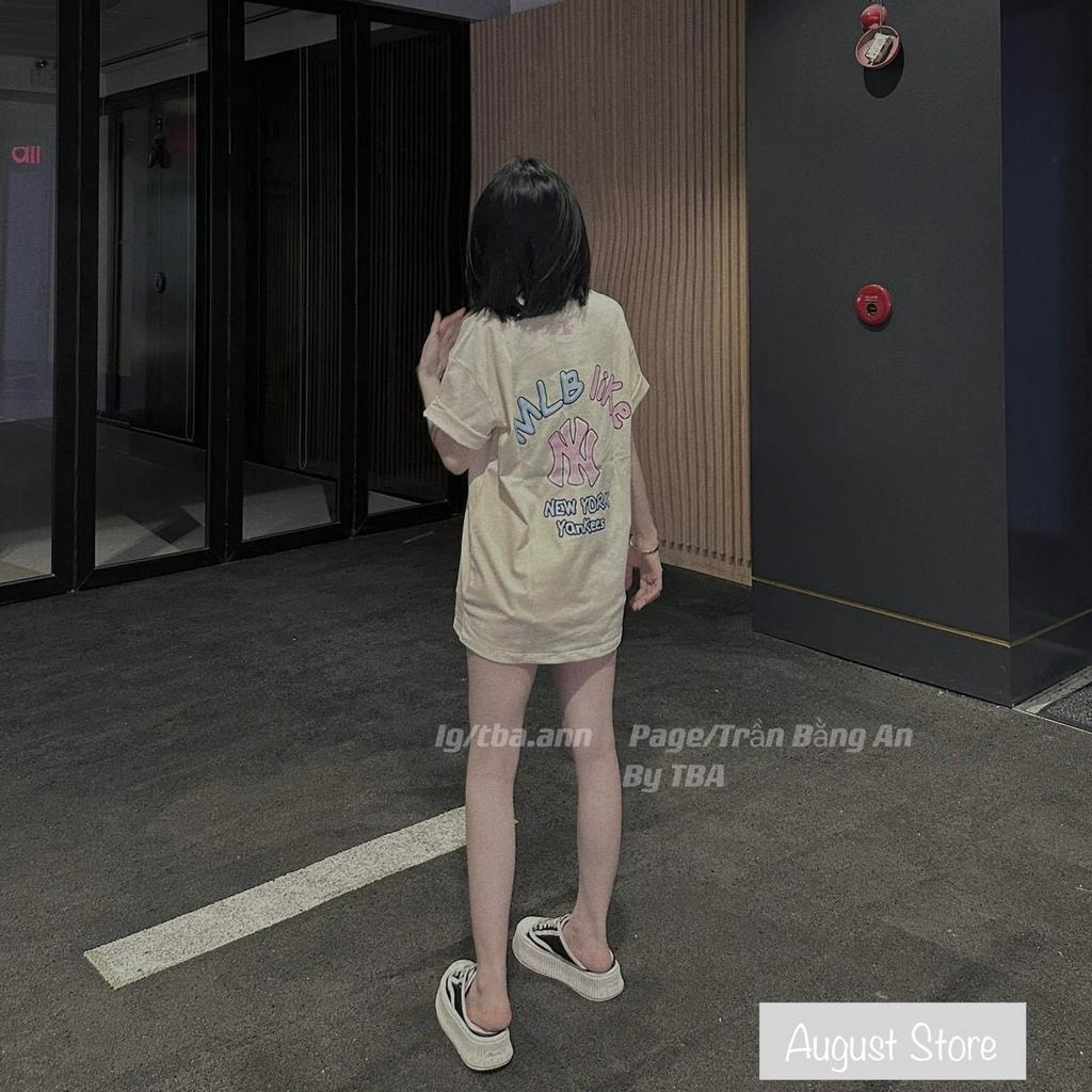 Áo Phông MLB Thun NY Cộc Tay Dáng Rộng Giấu Quần Freesize Chất Cotton Thoáng Mát