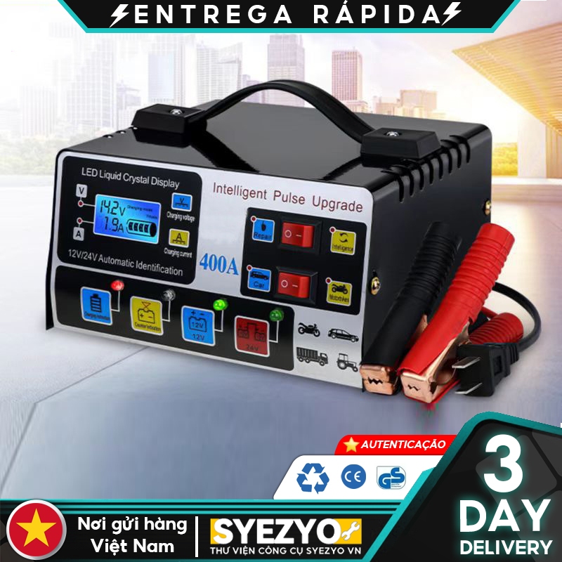 Bộ sạc ắc quy 12v/24v 6AH-300AH máy sạc bình xe máy ôtô xe tải thông minh tự động ngắt khi đầy