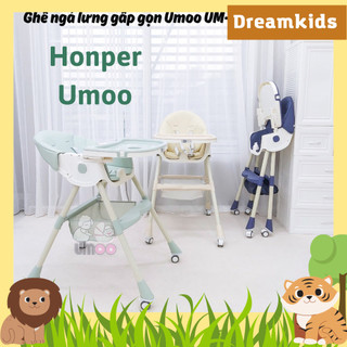 Ghế ăn dặm Umoo - Honper cho bé điều chỉnh độ cao, ngả lưng 3 chế độ, có bánh xe, gấp gọn tiện lợi - BH 1 năm