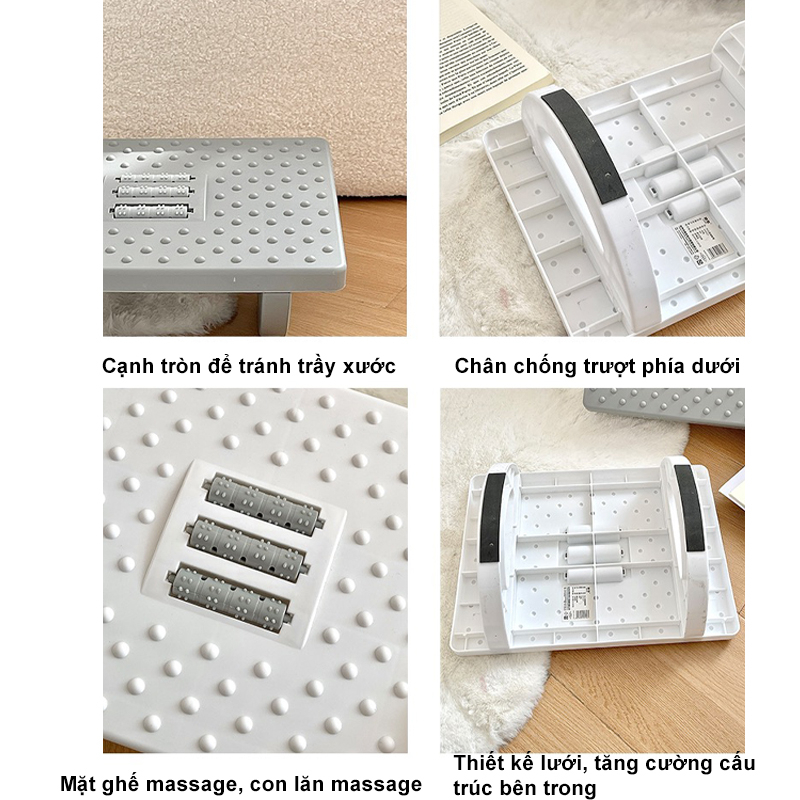 Ghế Gác Chân Massage, Ghế Kê Chân Công Thái Học Cho Dân Văn Phòng, Sinh Viên, Chơi Game Mát Xa Thư Giãn, Chắc Chắn