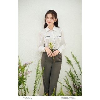 Áo sơ mi dài tay kiểu dáng ôm hoạ tiết chấm bi YOONA - YT4B560