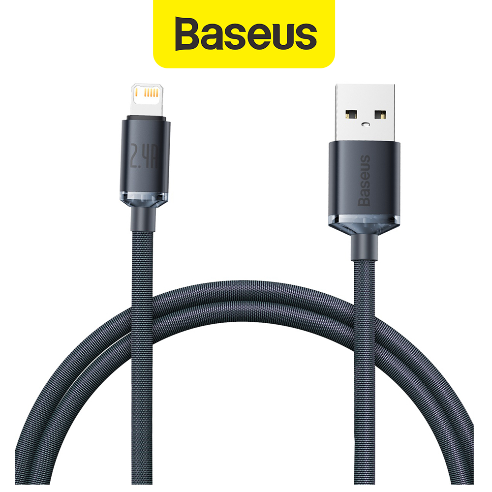 Cáp sạc nhanh Baseus Crystal Shine Series Fast Charging Data Cable USB to l.P 2.4A kích thước 1,2m và 2m