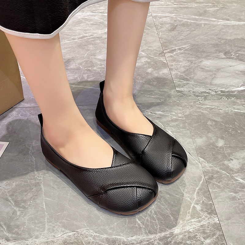 Giày búp bê Ba Lê nữ đế bệt dẻo, mũi tròn chất da mềm