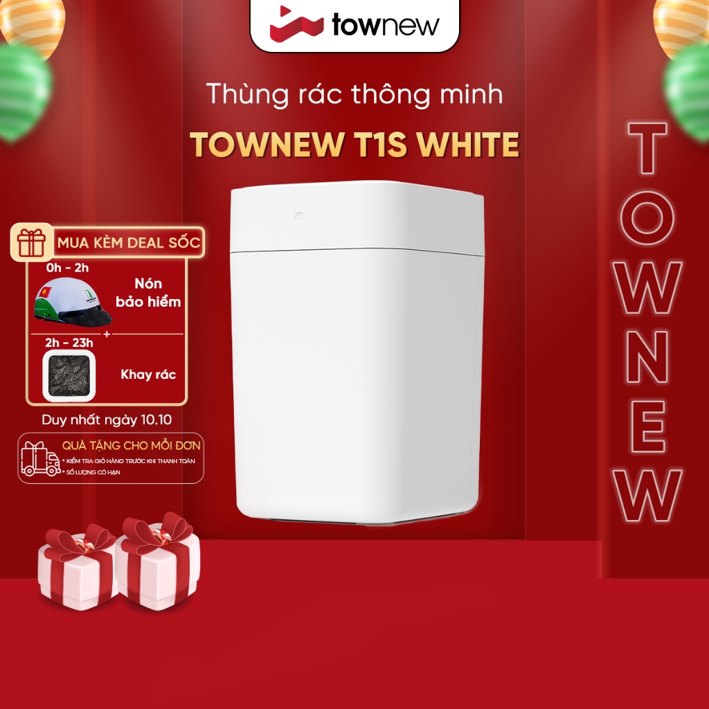 Thùng rác tự động thông minh TOWNEW T1S 15.5L (White)- Tự động hàn túi, thay túi rác - BẢN QUỐC TẾ- BH 12 tháng