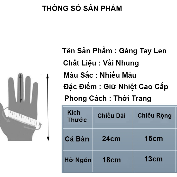 Găng tay len nữ bao tay vải nữ lót nhung lông cừu giữ ấm mùa đông thời trang cao cấp
