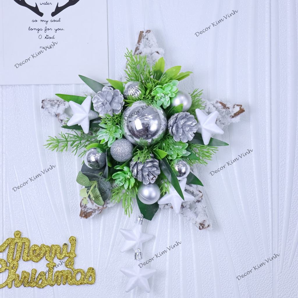 Sao Thông Treo CC25 Trang Trí Noel Phụ Kiện Sao Bạc Trang Trí Giáng Sinh