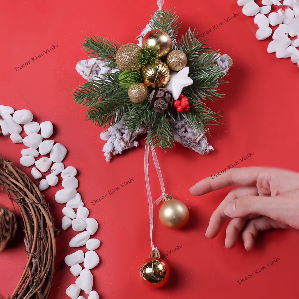 Dây Treo Ngôi Sao Quả Châu Vàng CC27 Trang Trí Noel Phụ Kiện Trang Trí Giáng Sinh