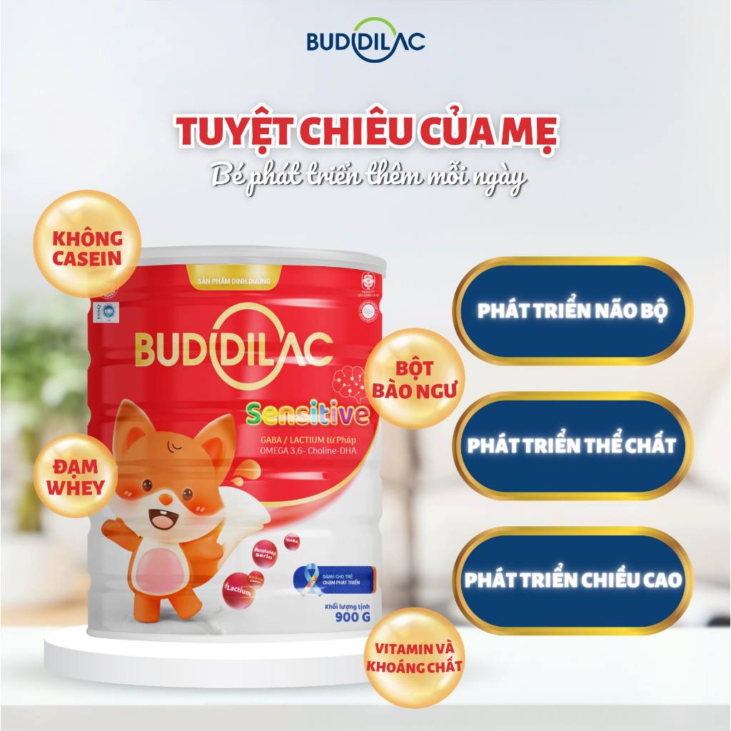 Sữa Dinh Dưỡng Cho Bé Buddilac Sensitive - Sữa Cho Trẻ Tự Kỷ, Chậm Nói, Trẻ Chậm Phát Triển Trí Não - Hộp Dùng Thử 400gr