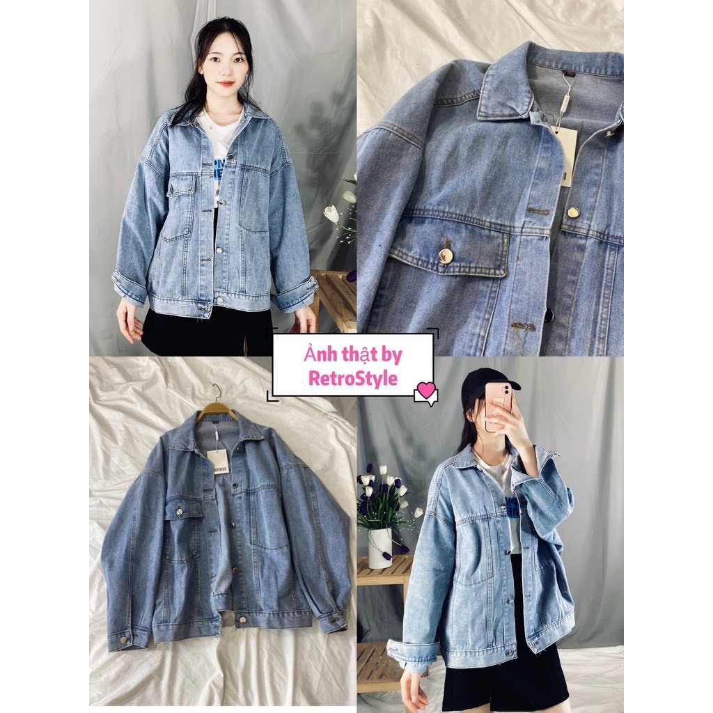 Áo khoác jean unisex nam nữ form rộng, áo khoác bò chất jean demin đẹp-Aokhoacjean623_P9